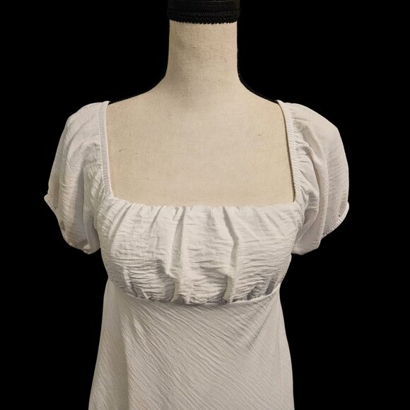 White Baby Doll Dress Milkmaid Puff Sleeve XS - Picture 3 of 10